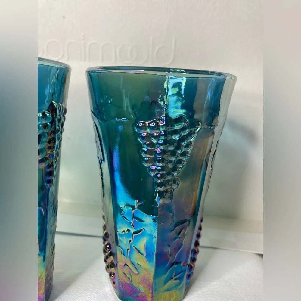 Vintage Indiana Blue Harvest Grape Carnival 3 Glasses - Picture 7 of 10